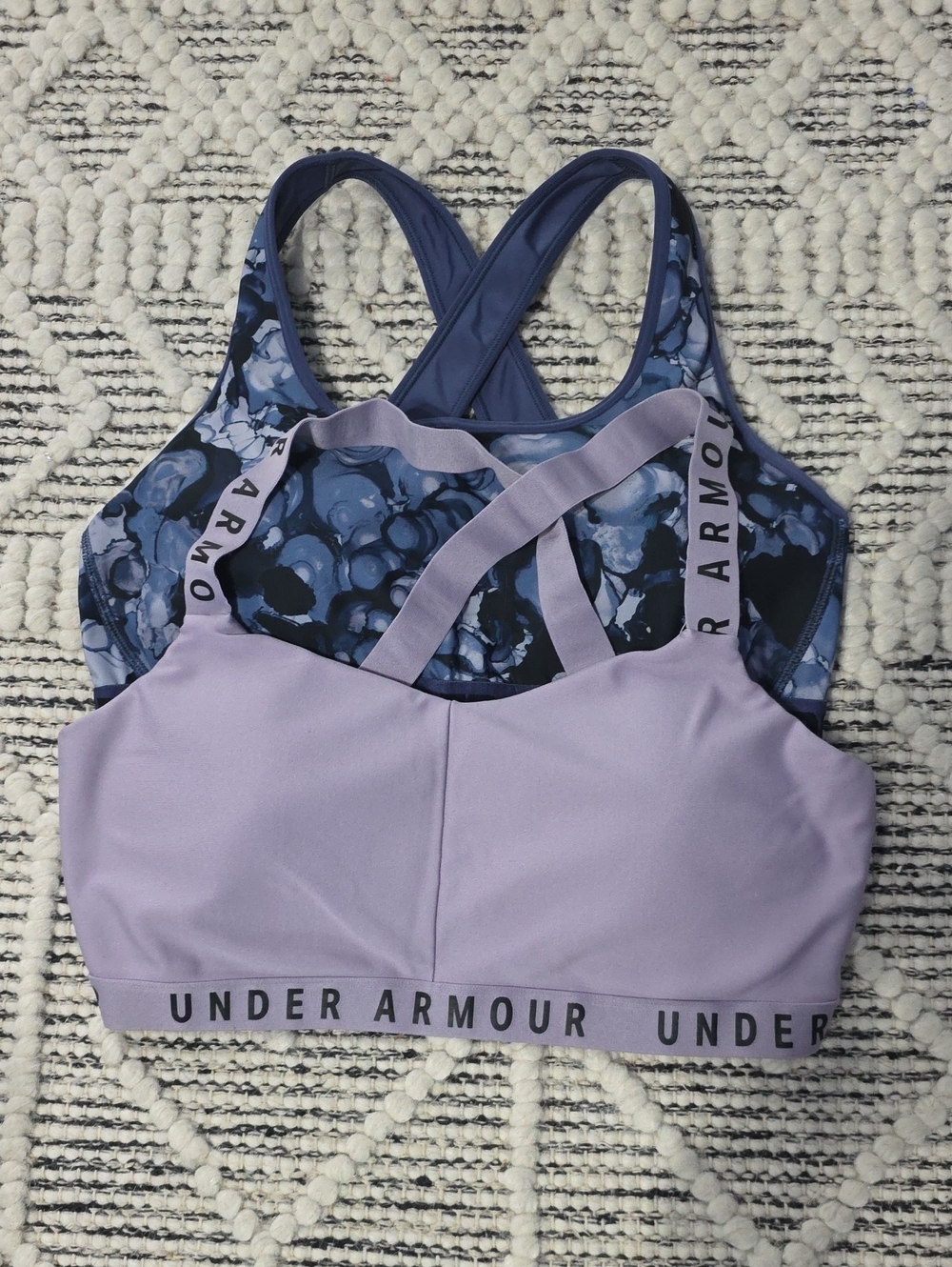 Under Armour Lavender and Navy Strappy Sports Bra Set